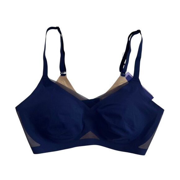 Honey Love Crossover Bra Navy Size 1X 40 D-F Support Wireless Comfort - Picture 1 of 9